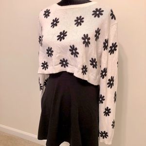 Floral Cropped Knit Sweater (S) | Divided by H&M